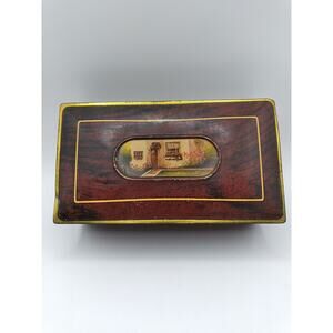 Vintage Canco Metal Tin Trinket Jewelry Box Cottage Countryside Mother's Day